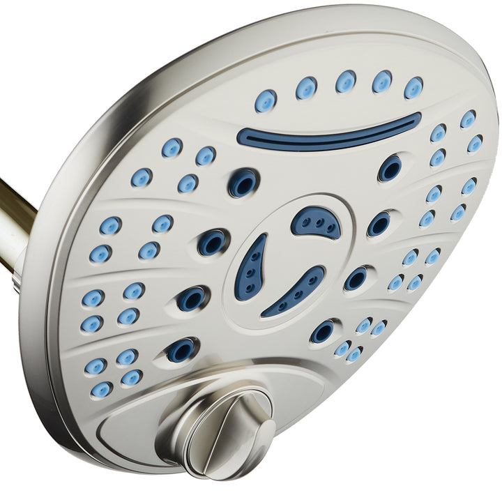 AquaCare 7 Inch 8-Setting Rainfall Shower Head Brushed Nickel Antimicrobial Image 1