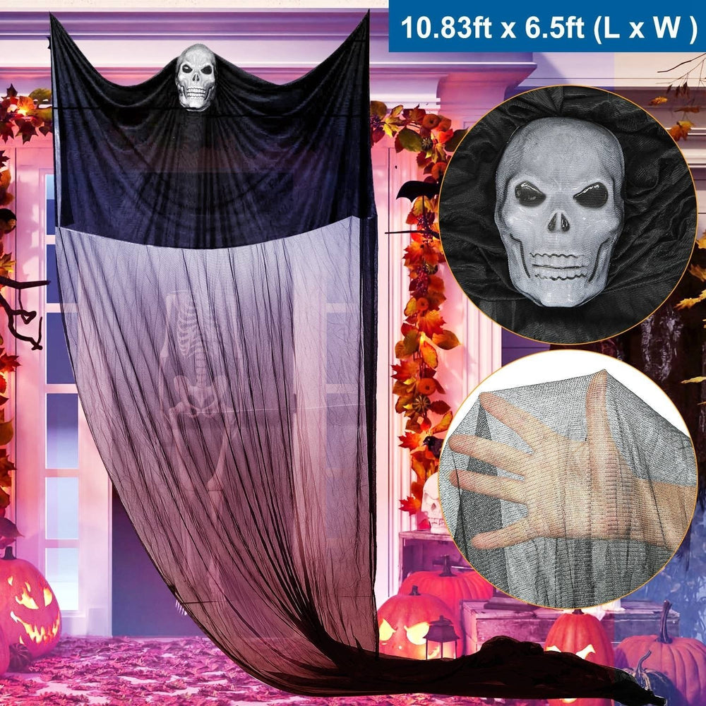 Halloween Hanging Ghost Decoration 10.83ft Spooky Prop Black Mesh Cloth Durable Image 2