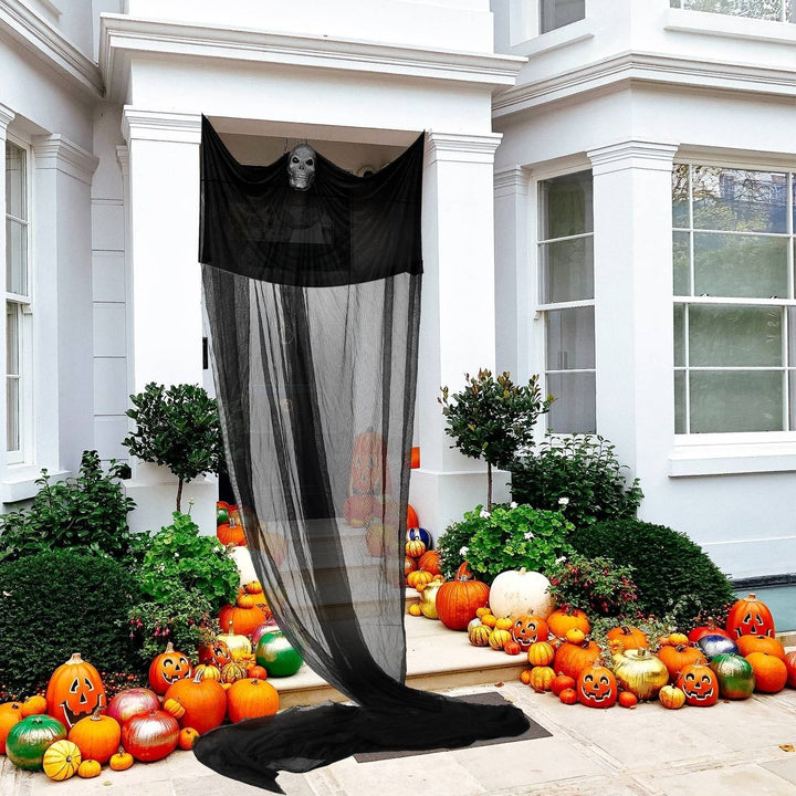 Halloween Hanging Ghost Decoration 10.83ft Spooky Prop Black Mesh Cloth Durable Image 6