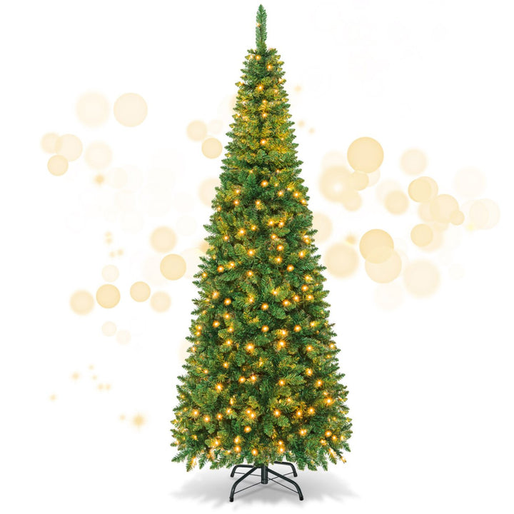 4.5ft/6.5ft/7.5ft Pre-Lit Pencil Christmas Tree Traditional Indoor Image 1