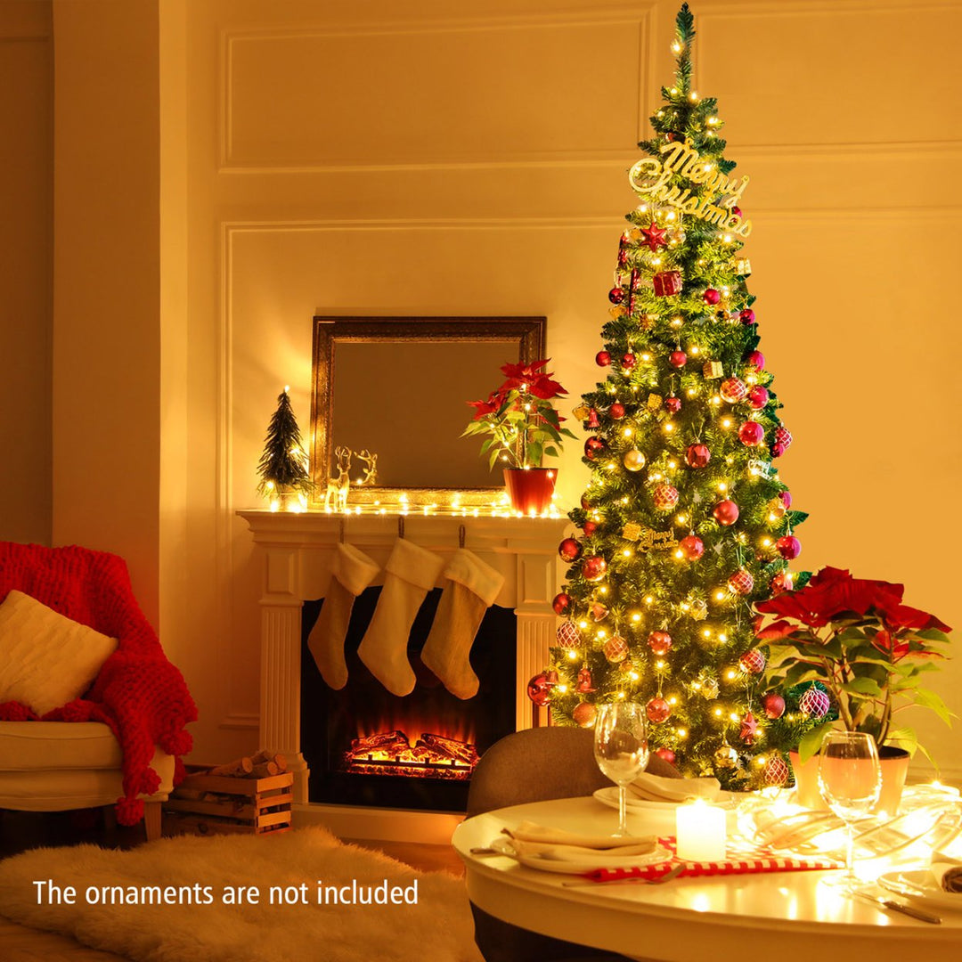 4.5ft/6.5ft/7.5ft Pre-Lit Pencil Christmas Tree Traditional Indoor Image 3