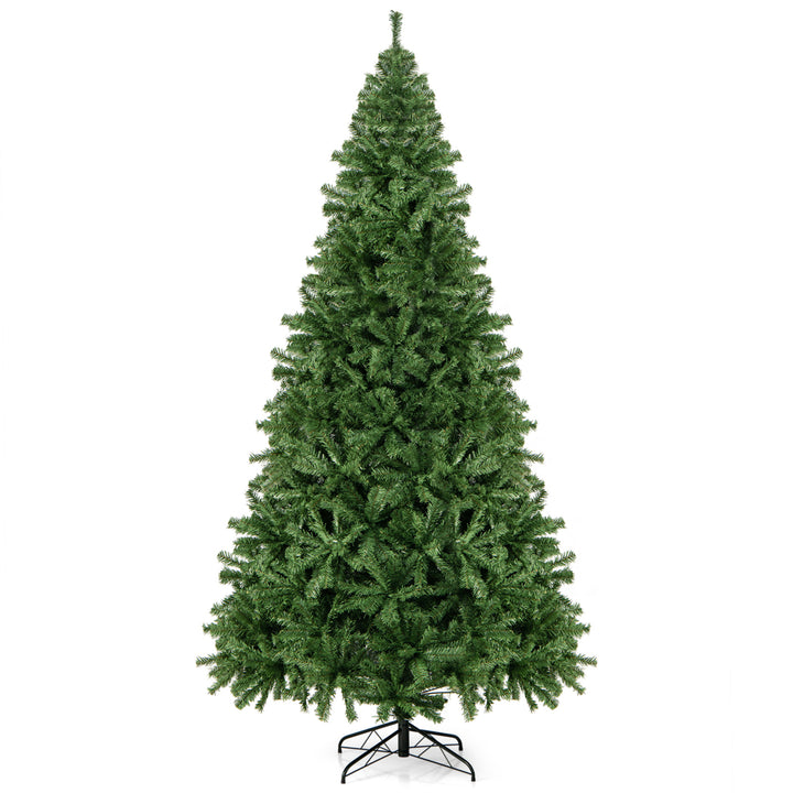 9FT Christmas Tree Hinged Artificial Tree Indoor Outdoor w/ Metal Stand Image 10