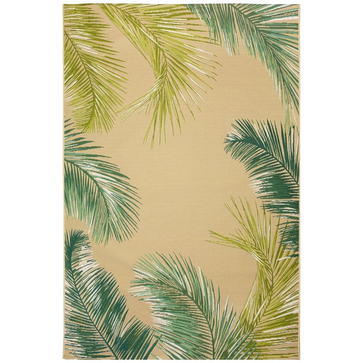 Liora Manne Indoor Outdoor Area Rug 75% Polypropylene Palm Border Tan Green Image 1