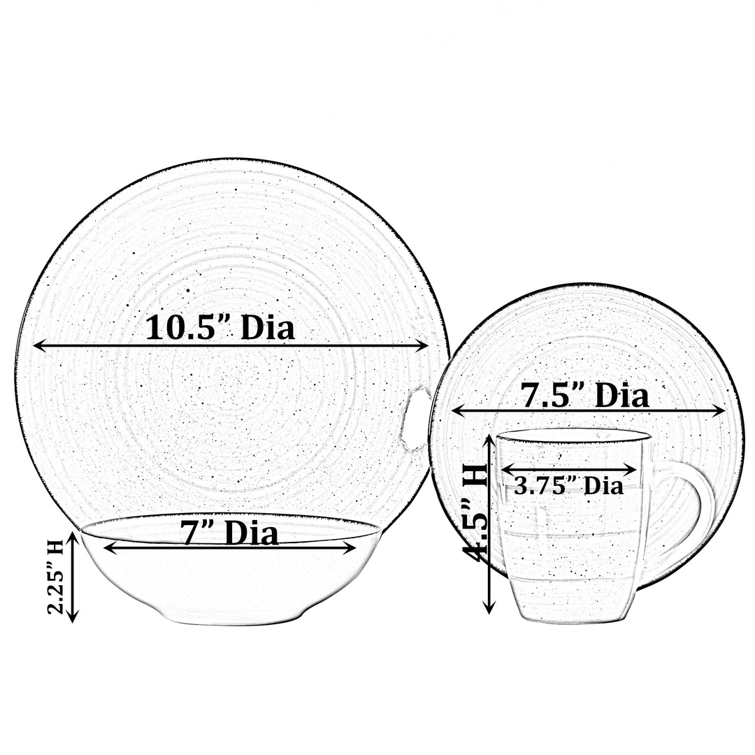 16 PC Spin Wash Dinnerware Dish Set for 4 Person Mugs, Salad and Dinner Plates and Bowls Sets, Dishwasher and Microwave Image 5