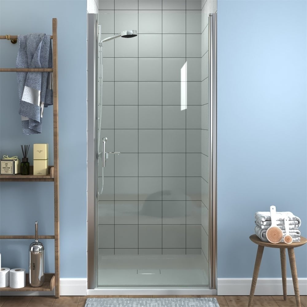 ES-DIY Frameless Pivot Shower Door Matte Black 34-35.5x72 inch Tempered Glass Image 1