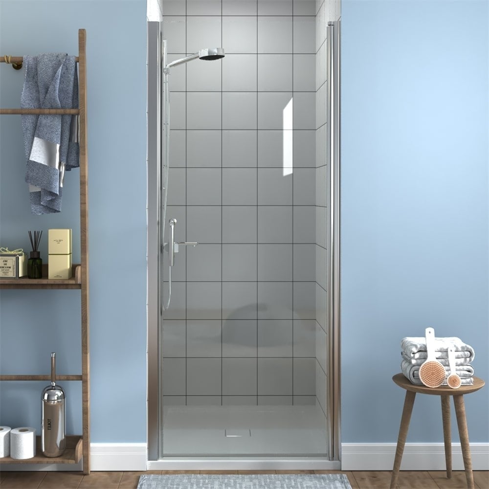 ES-DIY 32-33.5 x 72 Inch Pivot Shower Door Frameless Matte Black Glass Image 2