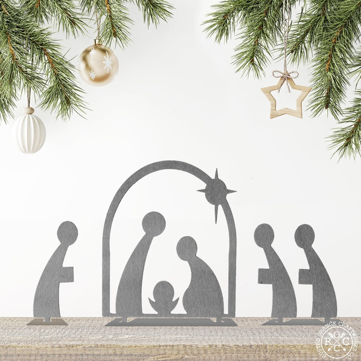 African Nativity Set - 3 Piece Standing Metal Holy Family Manger Scene Image 2