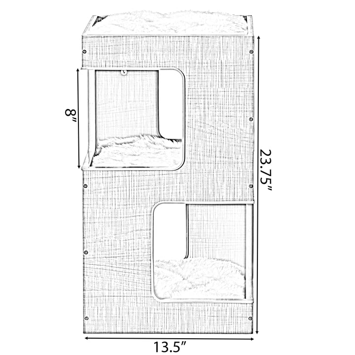 Modern Cat Tree House Multi Level Wooden Adjustable Gray Indoor Condo 23.75 in Image 6