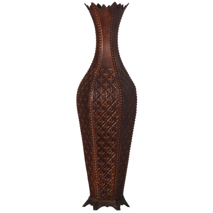 34-Inch Brown Metal Floor Vase: Elegant Centerpiece , Dried Flower, Artificial Flower, Living Room Decoration, Bedroom Image 3