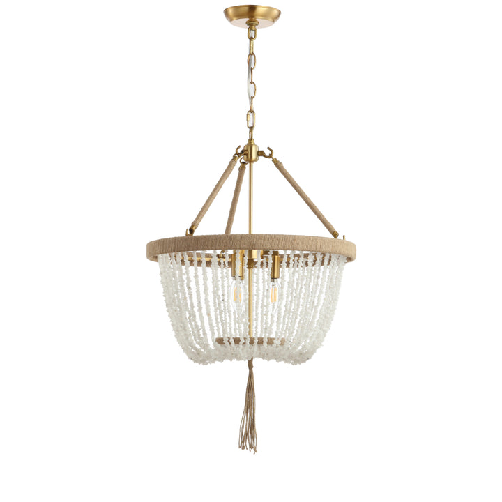 SAFAVIEH Cydney 3 Light 18.5 Inch Pendant  White / Natural Image 2