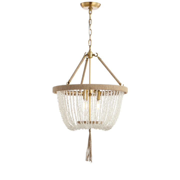 SAFAVIEH Cydney 3 Light 18.5 Inch Pendant  White / Natural Image 3