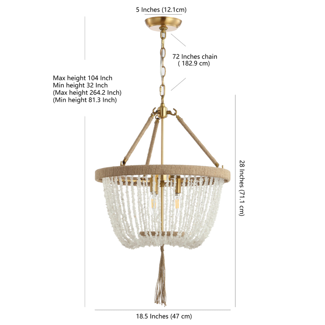 SAFAVIEH Cydney 3 Light 18.5 Inch Pendant  White / Natural Image 4