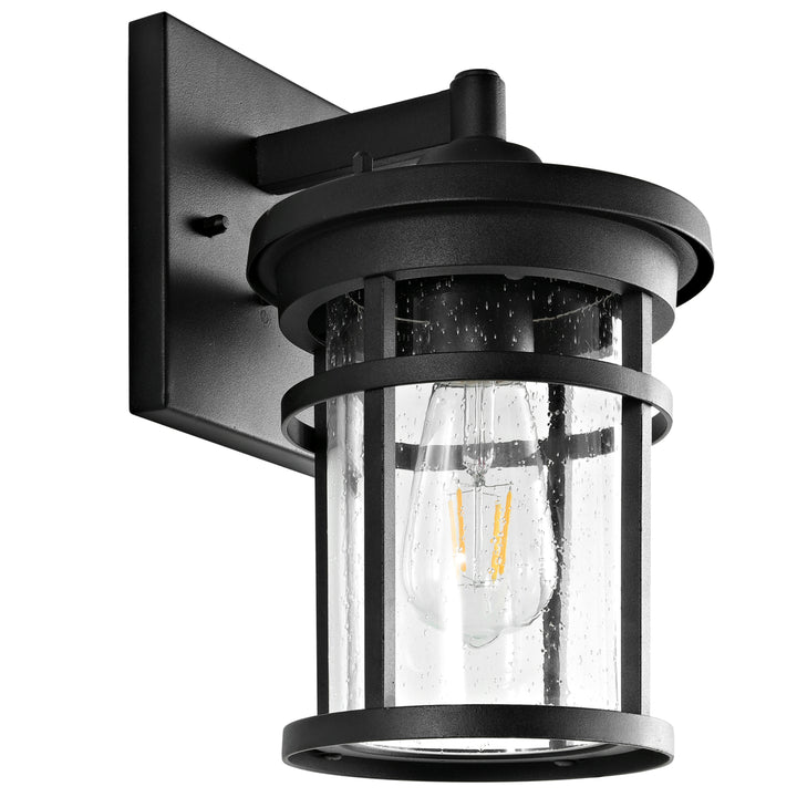 SAFAVIEH Senta Outdoor Wall Lantern Clear / Black Image 1