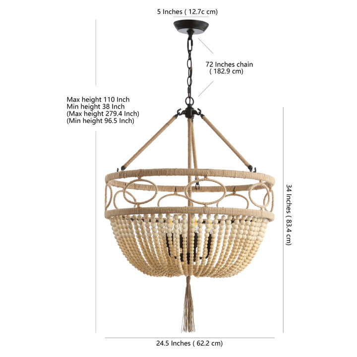 SAFAVIEH Whitley 4 Light 24.5 Inch Pendant  Natural / Bronze Image 4