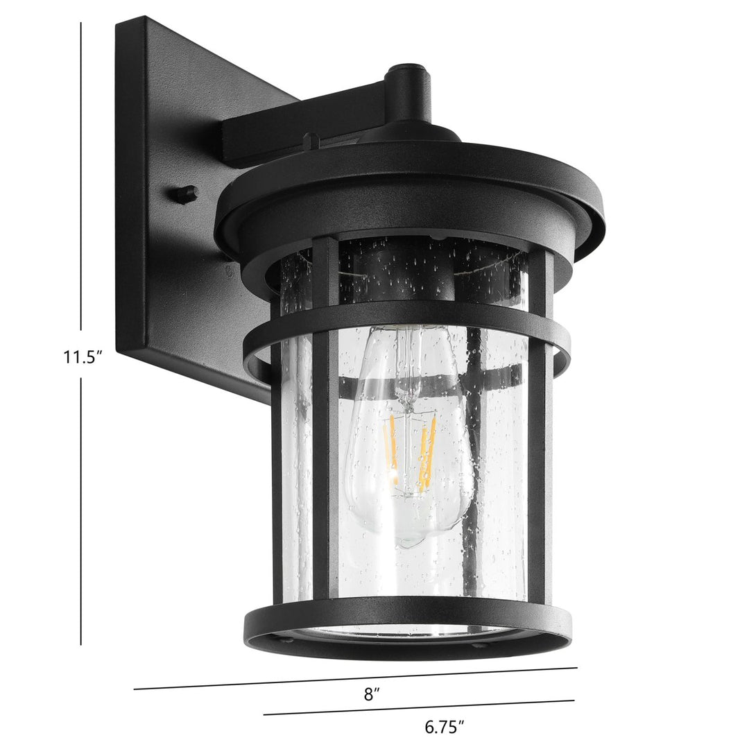 SAFAVIEH Senta Outdoor Wall Lantern Clear / Black Image 3