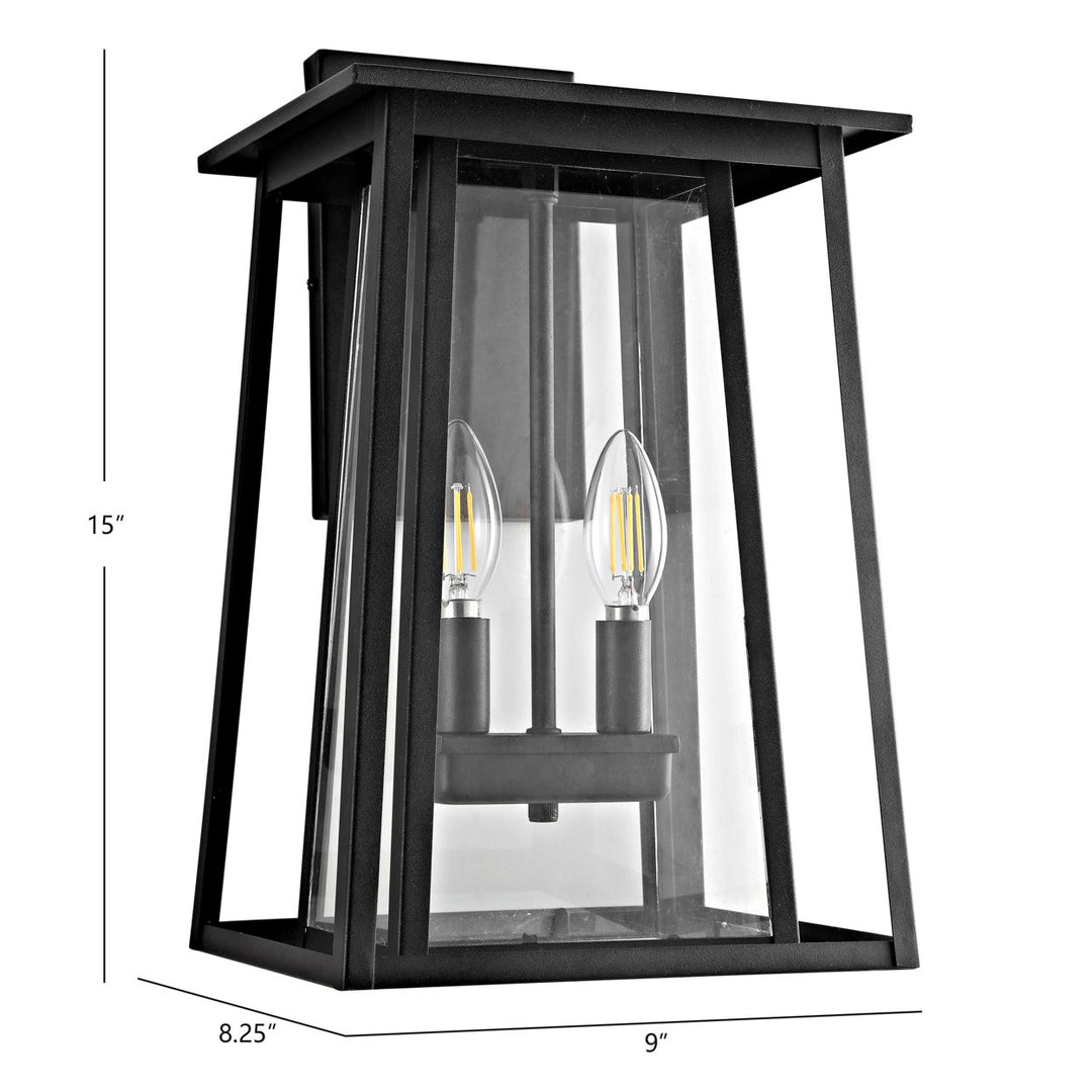 SAFAVIEH Velza Outdoor Wall Lantern Clear / Black Image 3