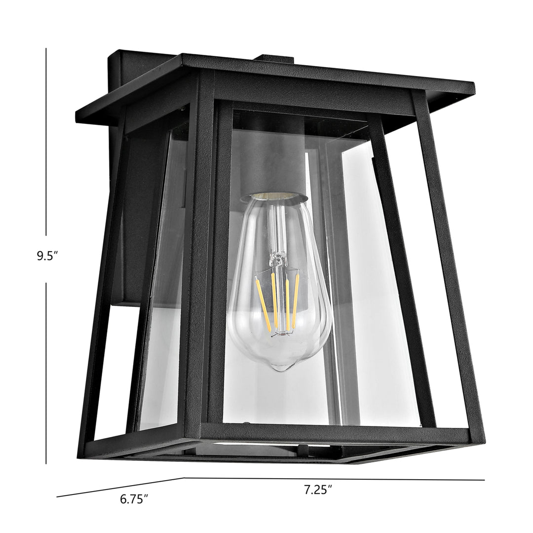 SAFAVIEH Stern Outdoor Wall Lantern  Clear / Black Image 3