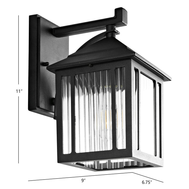 SAFAVIEH Ranzi Outdoor Wall Lantern  Clear / Black Image 3