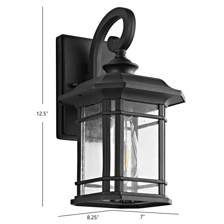 SAFAVIEH Lolia Outdoor Wall Lantern Clear / Black Image 3