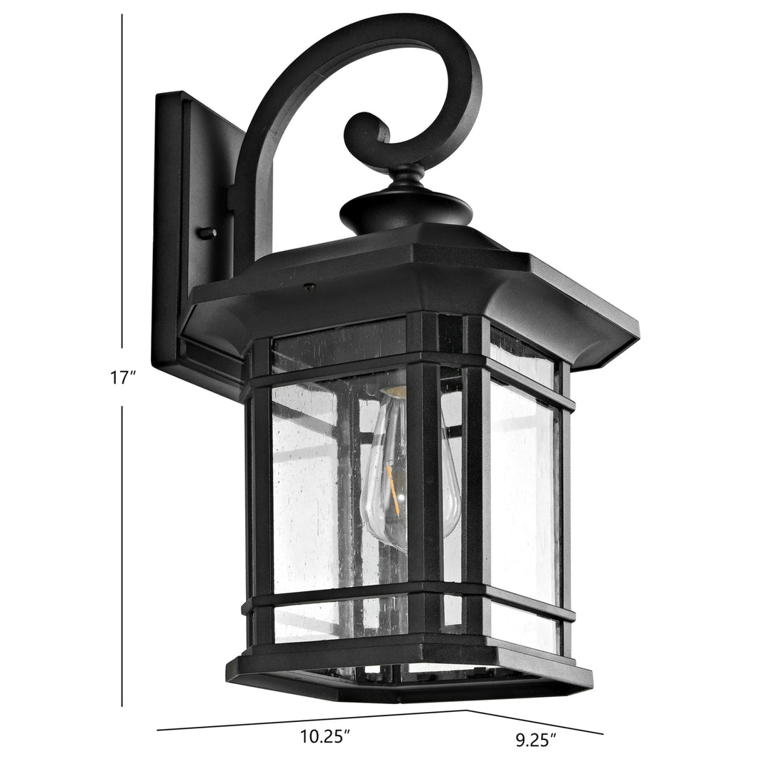 SAFAVIEH Cendra Outdoor Wall Lantern Clear / Black Image 3