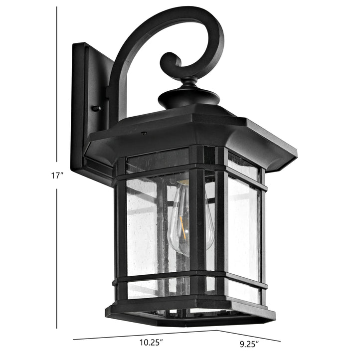 SAFAVIEH Cendra Outdoor Wall Lantern Clear / Black Image 3