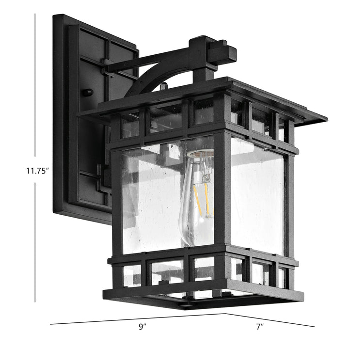 SAFAVIEH Grayter Outdoor Wall Lantern Clear / Black Image 3