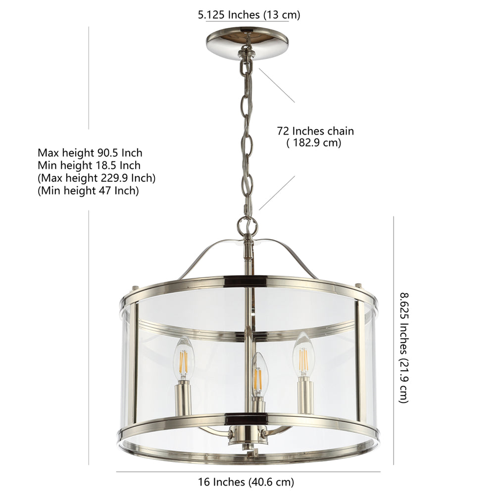 SAFAVIEH Jude 3 Light 16 Inch Pendant  Nickle Image 2