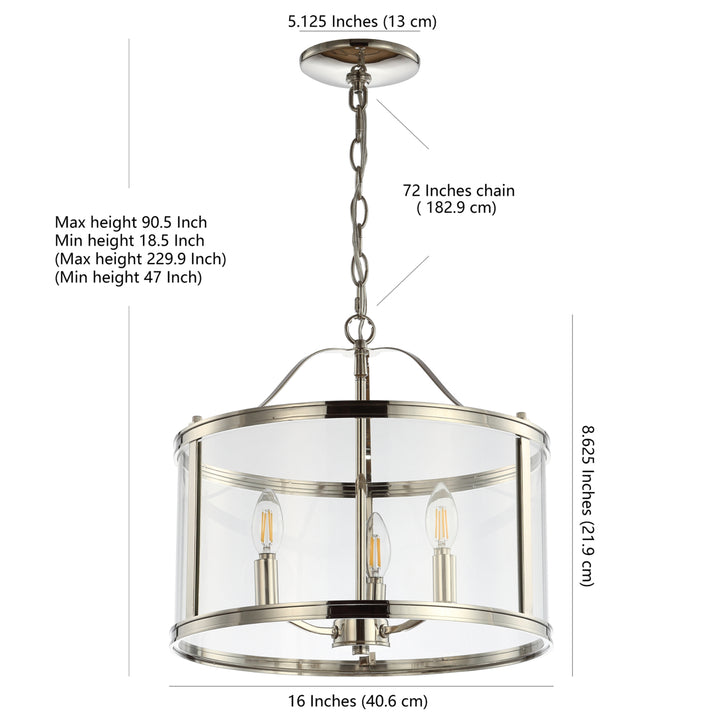 SAFAVIEH Jude 3 Light 16 Inch Pendant  Nickle Image 2