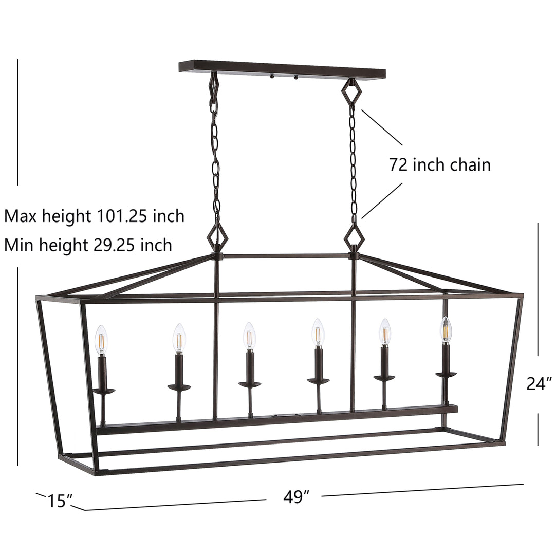 SAFAVIEH Prener 6 Light 49 Inch Pendant  Oil Rub Bronze Image 4