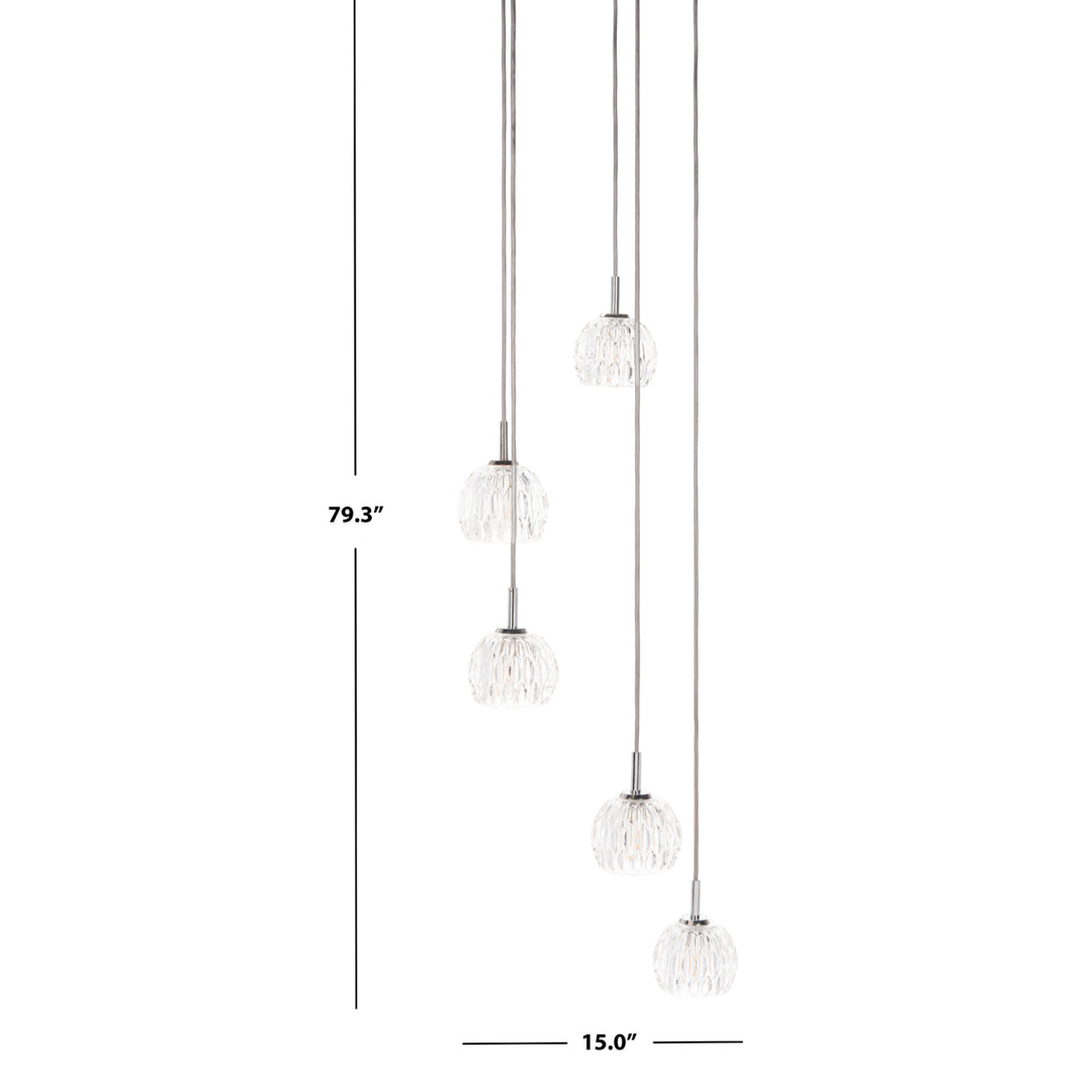 SAFAVIEH Daine 5 Light 15 Inch Pendant  Chrome Image 4