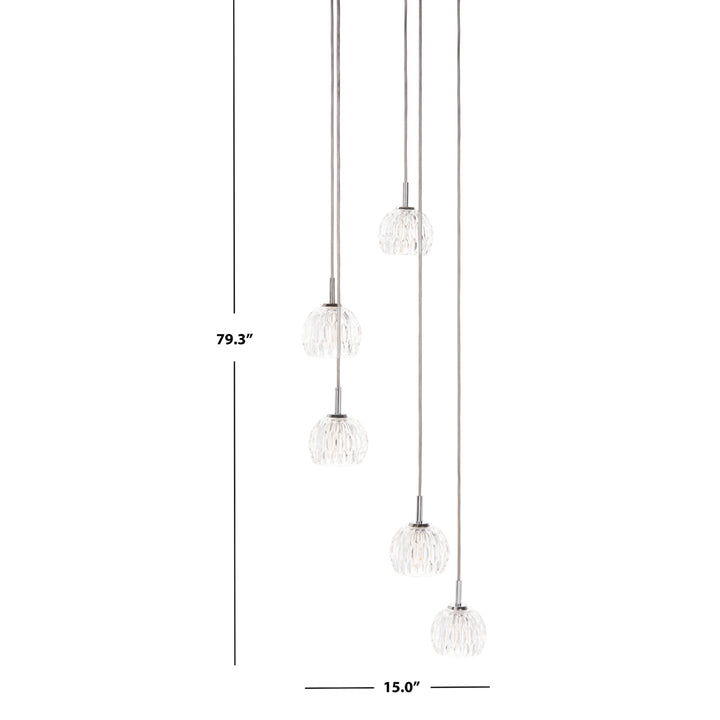 SAFAVIEH Daine 5 Light 15 Inch Pendant  Chrome Image 4