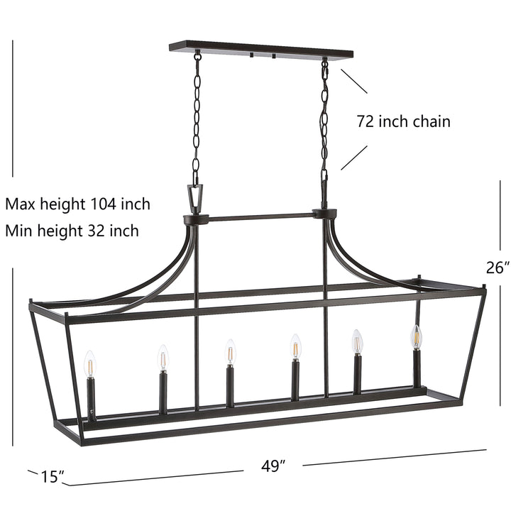 SAFAVIEH Aroris 6 Light 49 Inch Pendant  Oil Rub Bronze Image 4