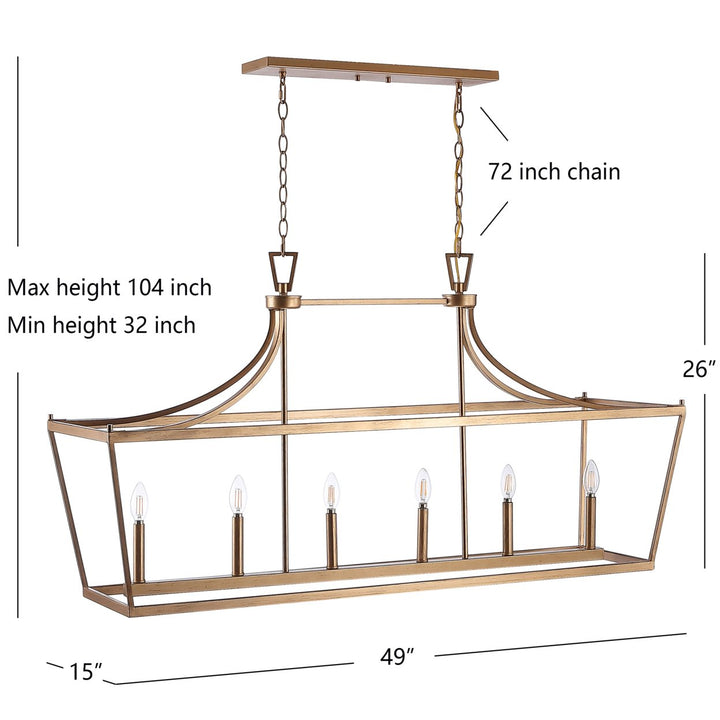 SAFAVIEH Aroris 6 Light 49 Inch Pendant  Gold Image 4