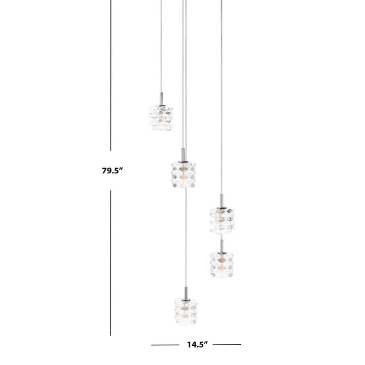 SAFAVIEH Hadden 5 Light 14.5 Inch Pendant  Silver / Clear Image 4