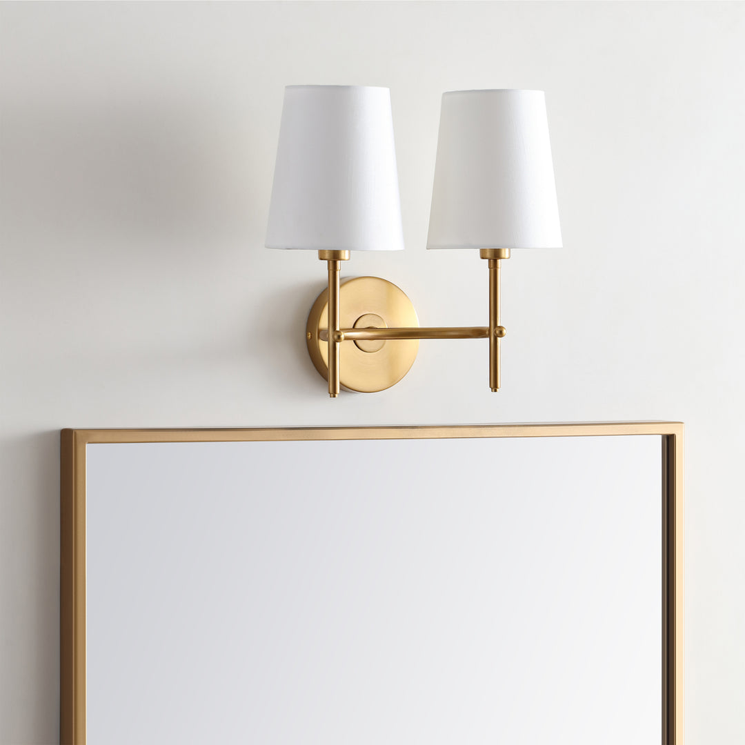 SAFAVIEH Barrett Two Light Wall Sconce Brass Image 1