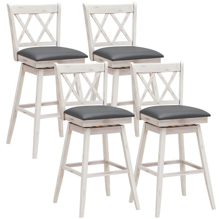 Set of 4 Barstools Swivel Bar Height Chairs with Rubber Wood Legs Image 2