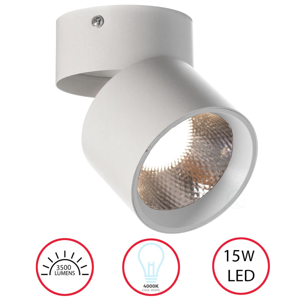 Aluminum Round LED Ceiling Spotlight with Adjustable Downlight, 15 Watt Cool White 4000K, Energy-Efficient Image 3