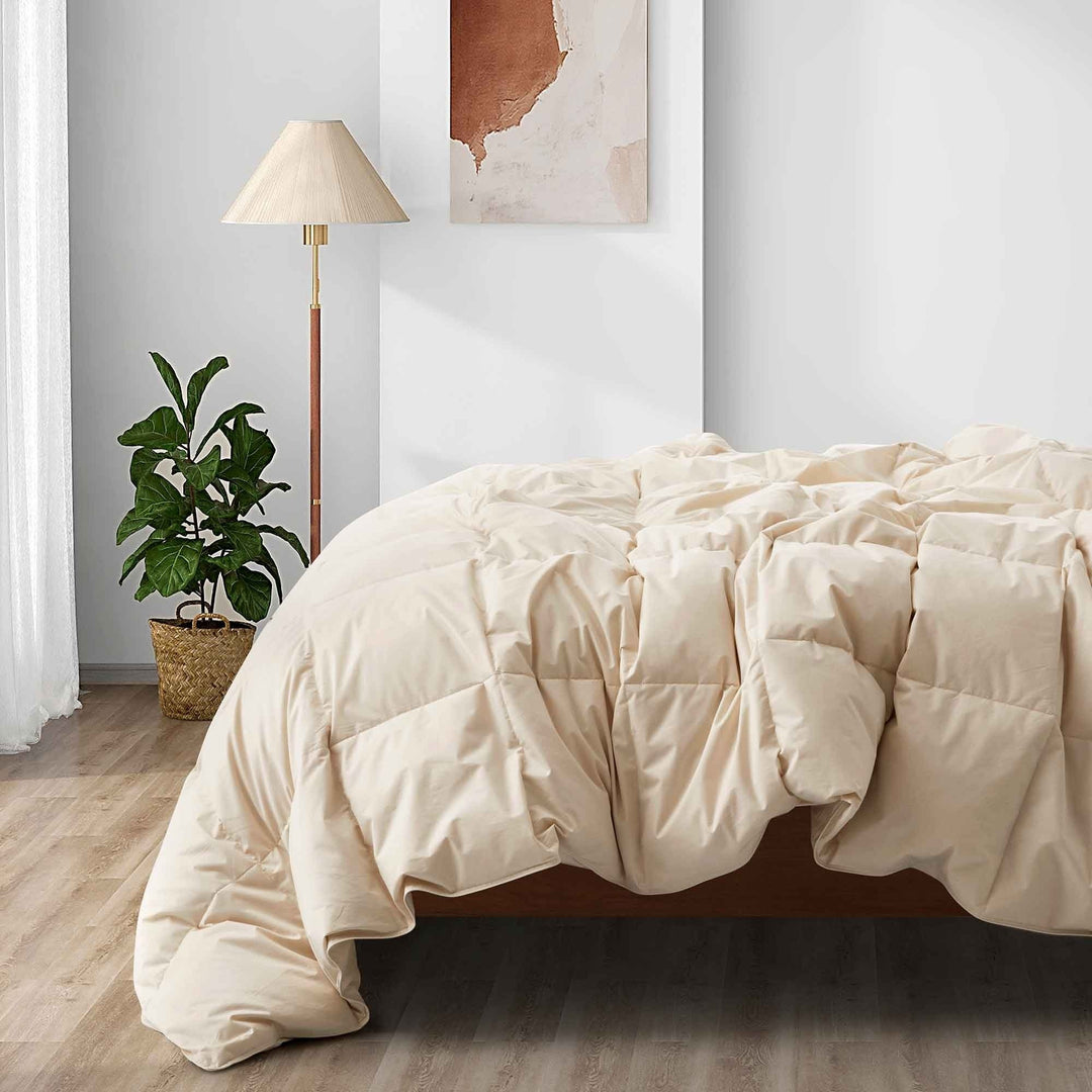 Puredown Organic Cotton Comforter Down Feather Twin Full Queen King All Season Image 1