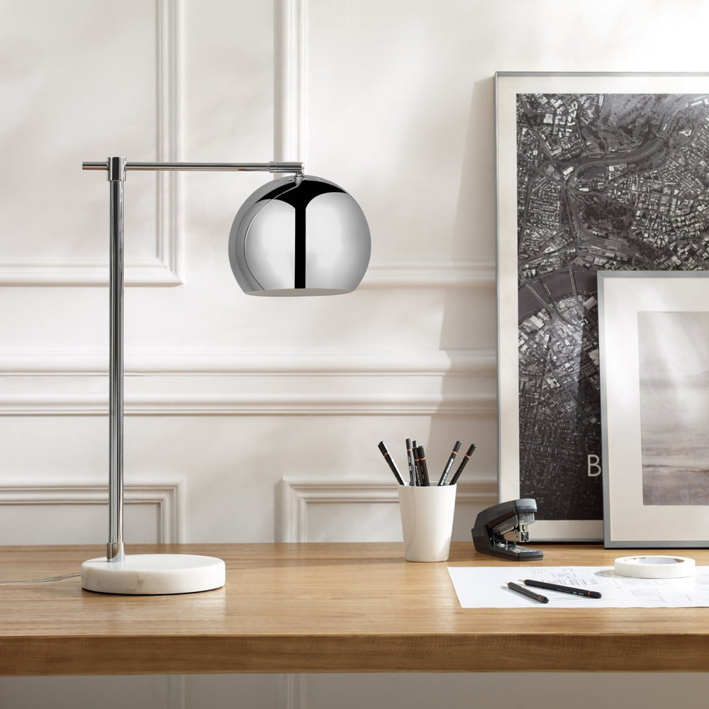 Aariz Table Lamp - 5ft Power Cord, Marble Stone Base , Sturdy Metal Frame , In-line Switch Image 2