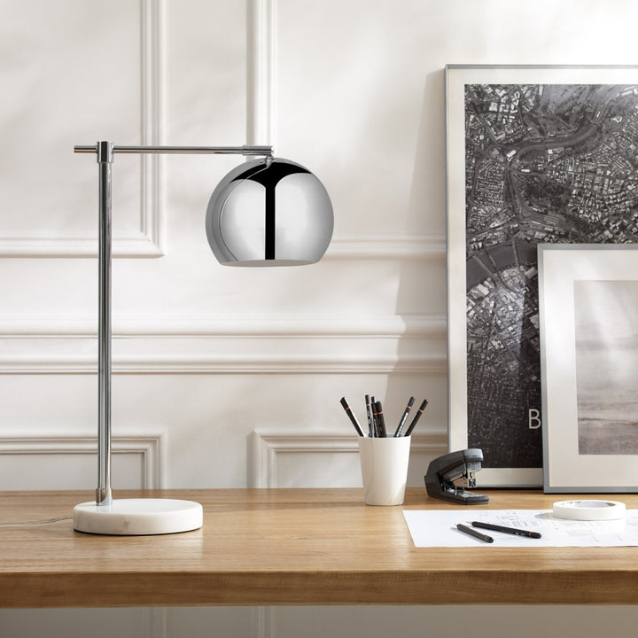 Aariz Table Lamp - 5ft Power Cord, Marble Stone Base , Sturdy Metal Frame , In-line Switch Image 1
