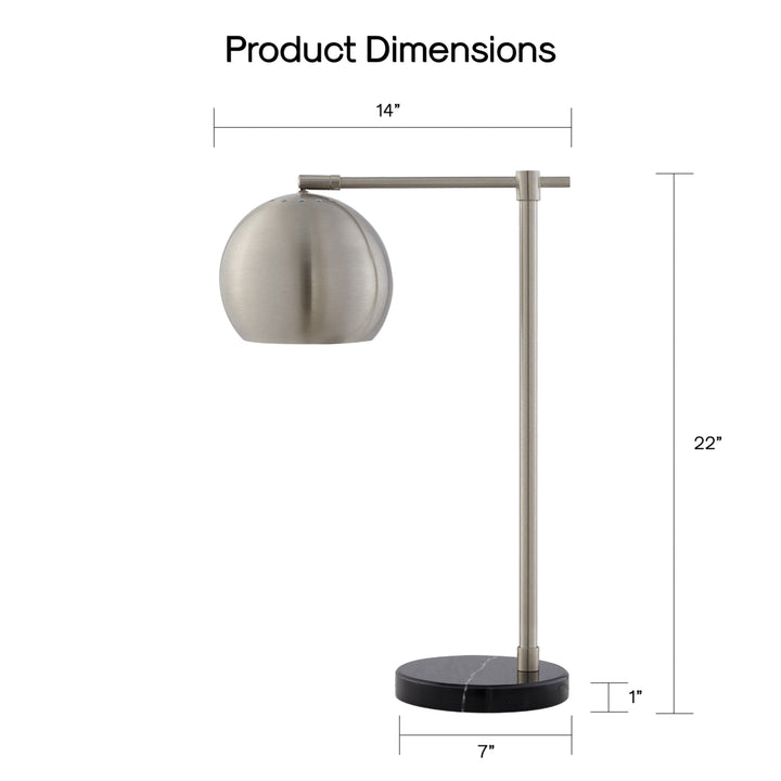 Aariz Table Lamp - 5ft Power Cord, Marble Stone Base , Sturdy Metal Frame , In-line Switch Image 10