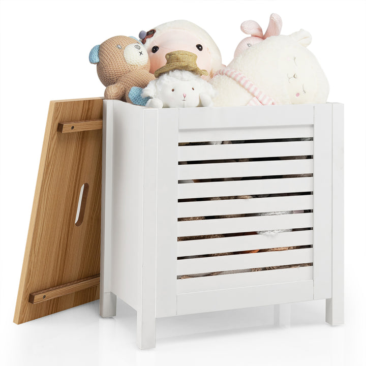 Wooden Toy Storage Organizer Kids Toy Chest W/Lid for Kindergarten Bedroom White Image 1