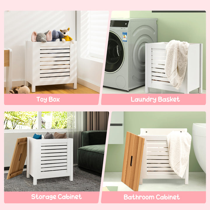 Wooden Toy Storage Organizer Kids Toy Chest W/Lid for Kindergarten Bedroom White Image 5