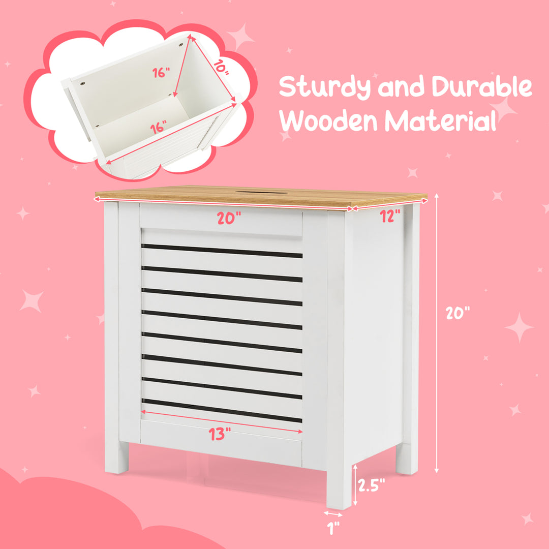 Wooden Toy Storage Organizer Kids Toy Chest W/Lid for Kindergarten Bedroom White Image 10