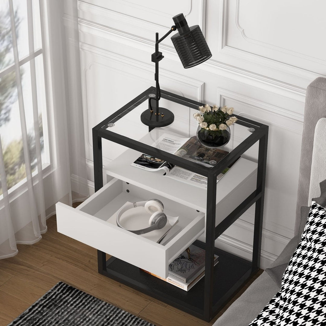 Tribesigns Nightstand, Modern Side End Table with Drawer and Shelf Image 3