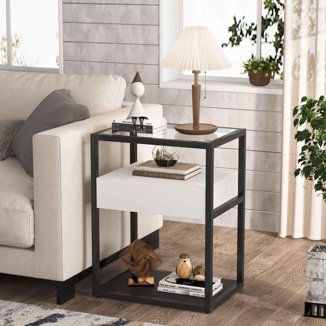 Tribesigns Nightstand, Modern Side End Table with Drawer and Shelf Image 4