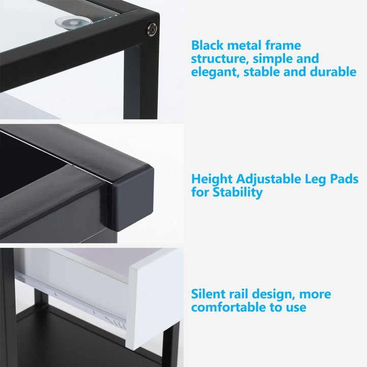 Tribesigns Nightstand, Modern Side End Table with Drawer and Shelf Image 6