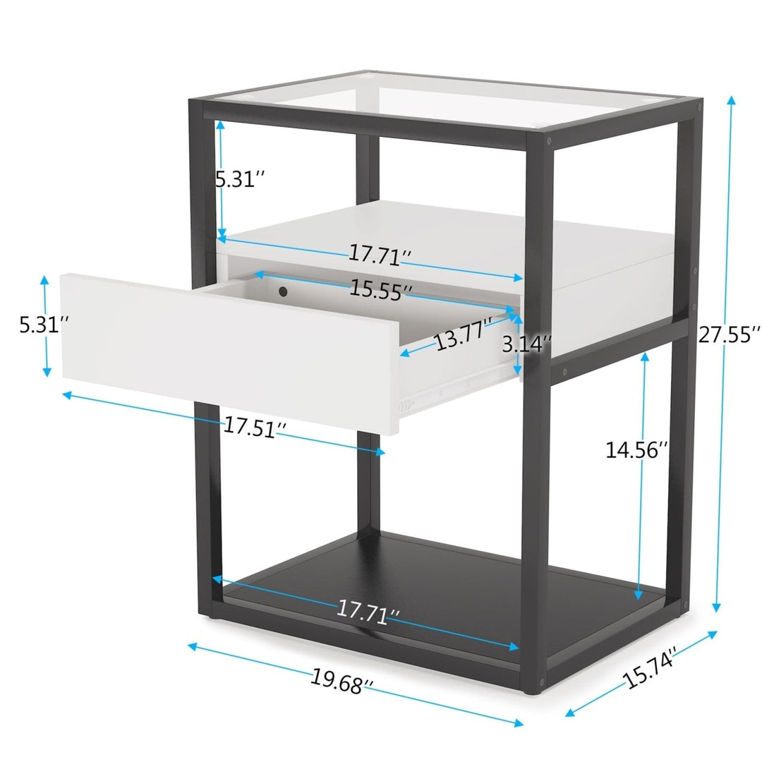 Tribesigns Nightstand, Modern Side End Table with Drawer and Shelf Image 7