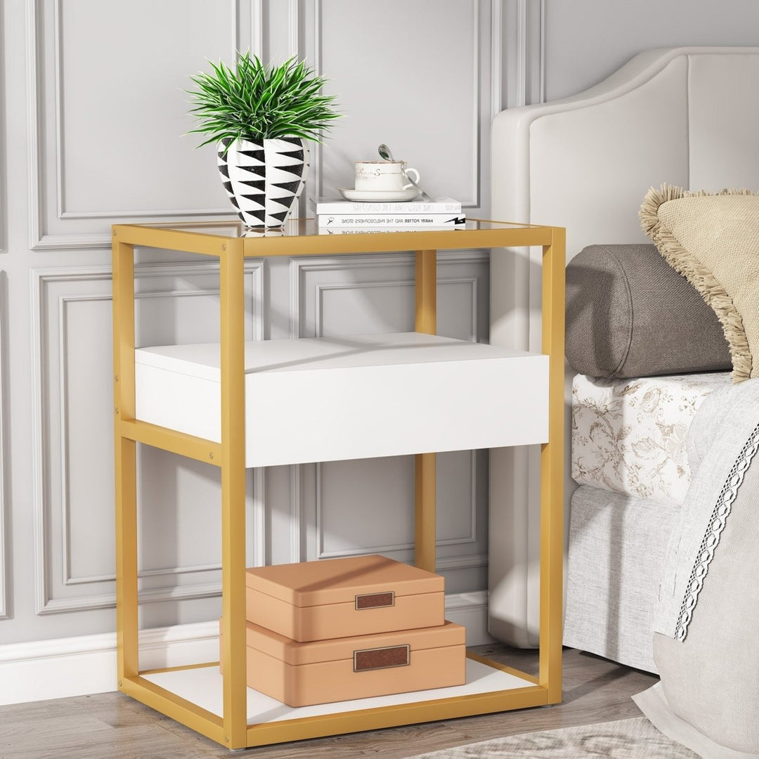 Tribesigns Nightstand, Modern Side End Table with Drawer and Shelf Image 10