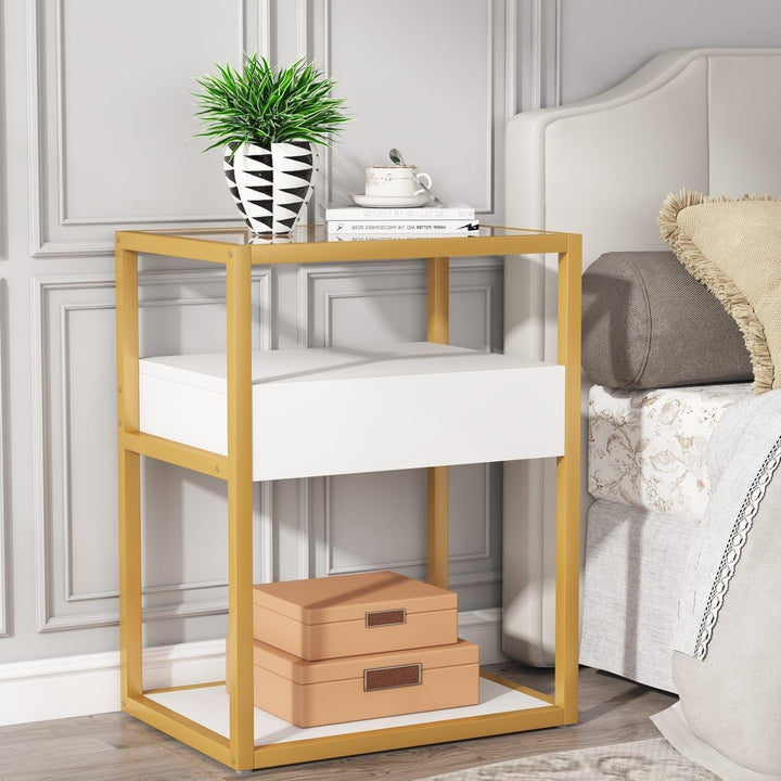 Tribesigns Nightstand, Modern Side End Table with Drawer and Shelf Image 10